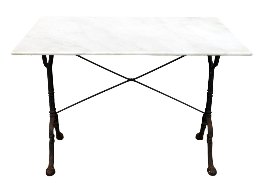 French cast iron base bistro table with marble top (1 of 8)
