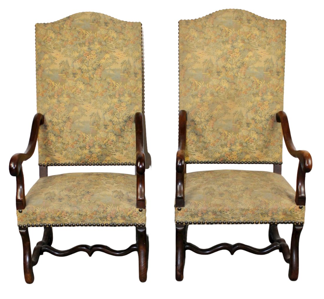 Pair French walnut os du mouton fauteuils (1 of 9)