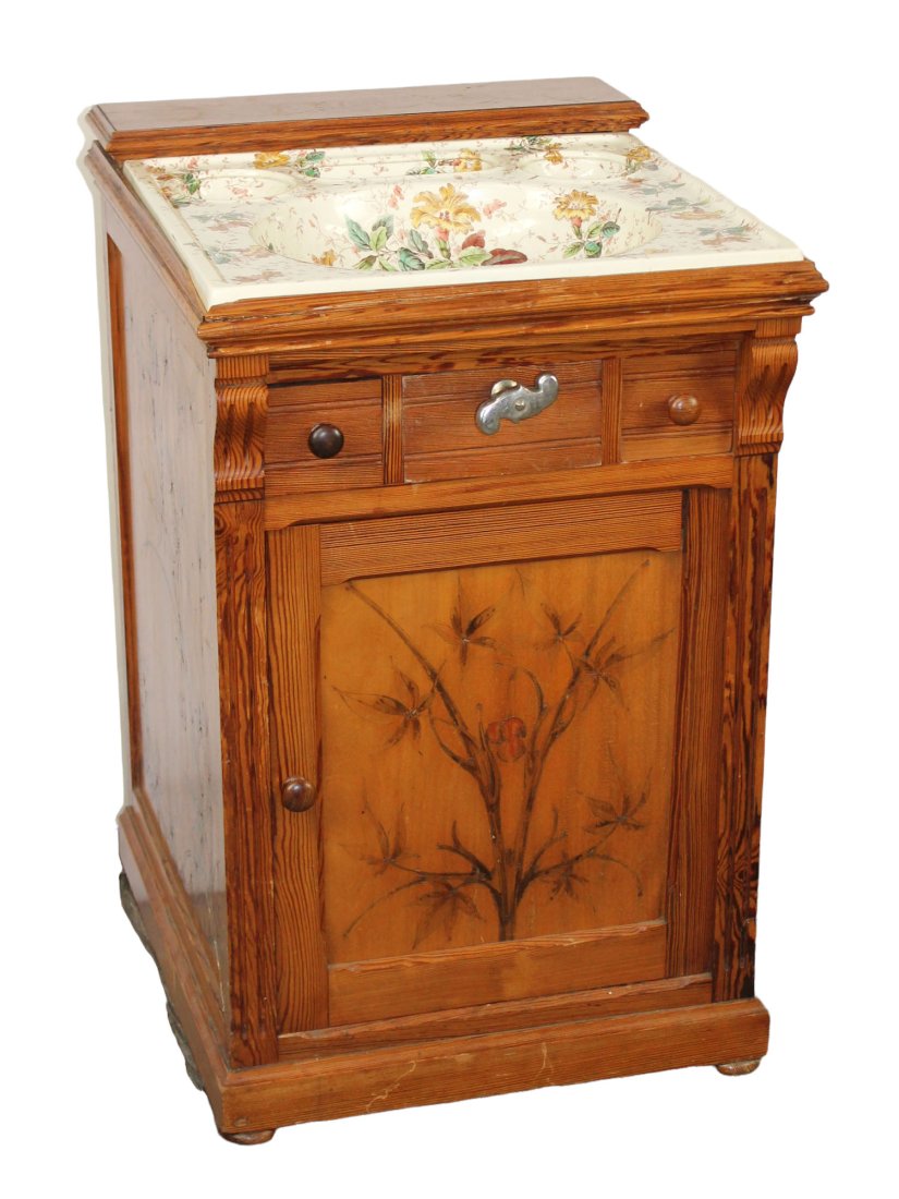 French Arts & Crafts painted pine cabinet with sink (1 of 15)