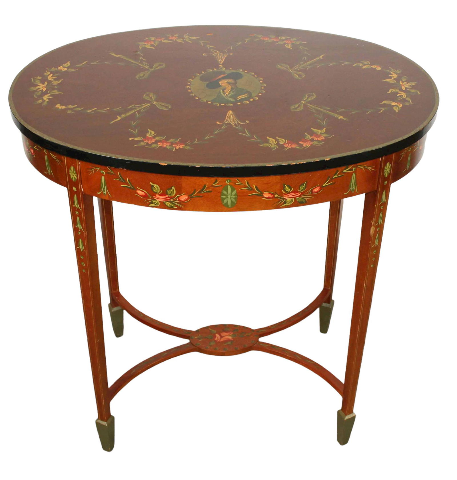 Adams style Banks, Coldstone Co painted oval side table (1 of 12)