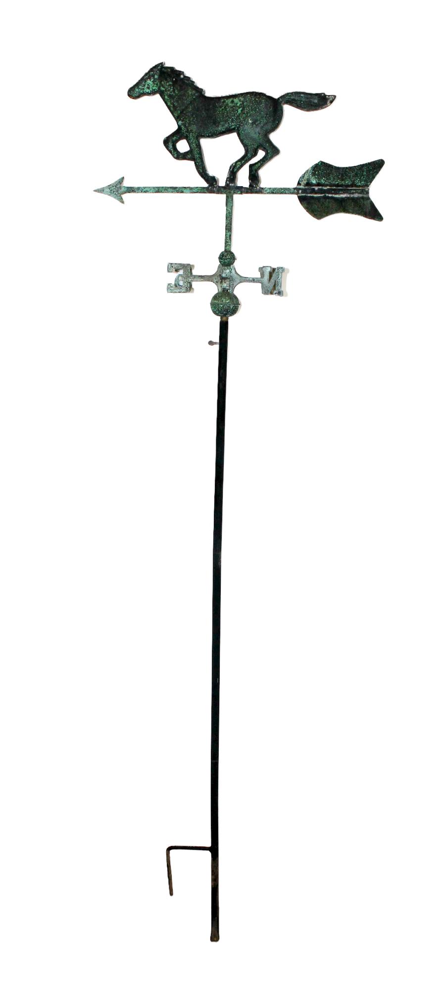 Verdigris copper horse weather vane (1 of 13)