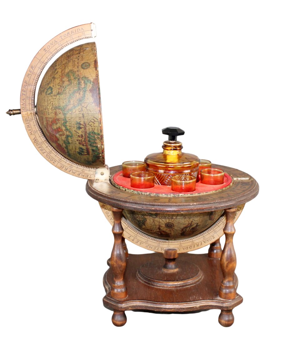 Miniature Italian world globe bar with cordial set (1 of 15)