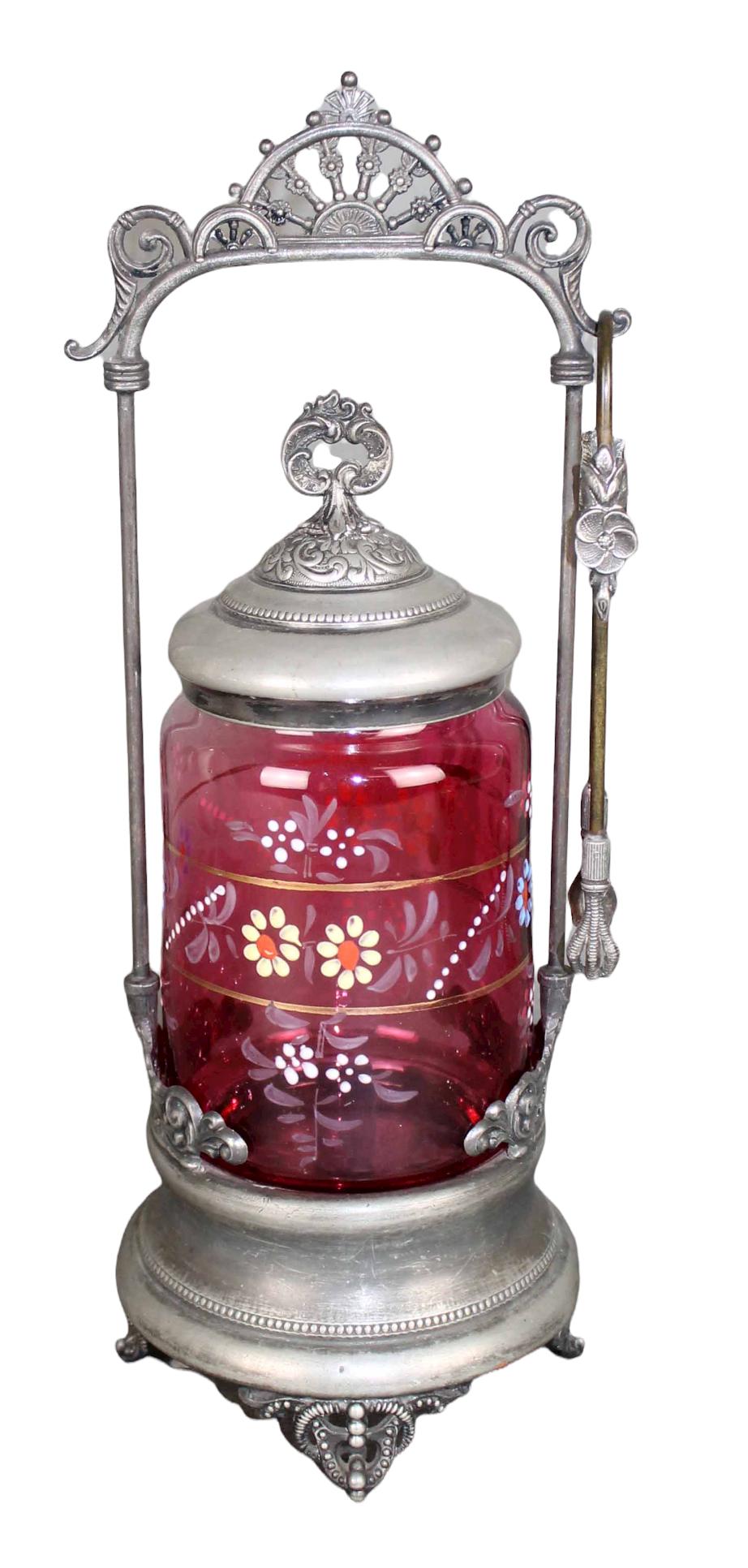 Victorian cranberry glass pickle castor (1 of 10)