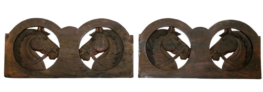 Lot of 2 Relief carved horse panels (1 of 6)