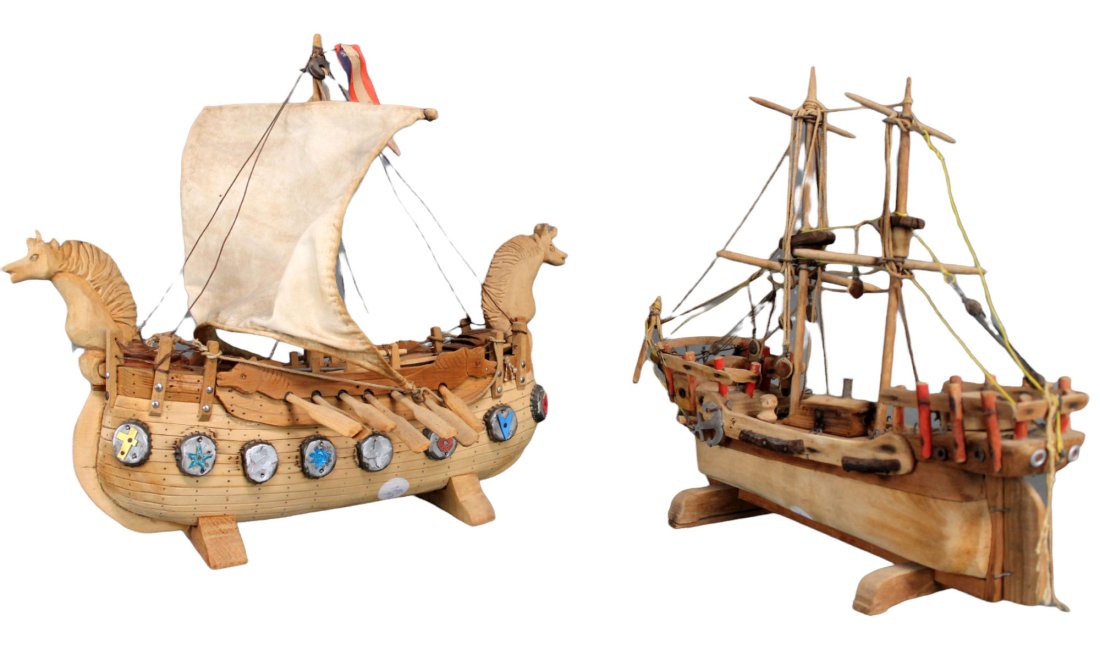 Lot of 2 wooden ship models: 1 Viking (1 of 11)