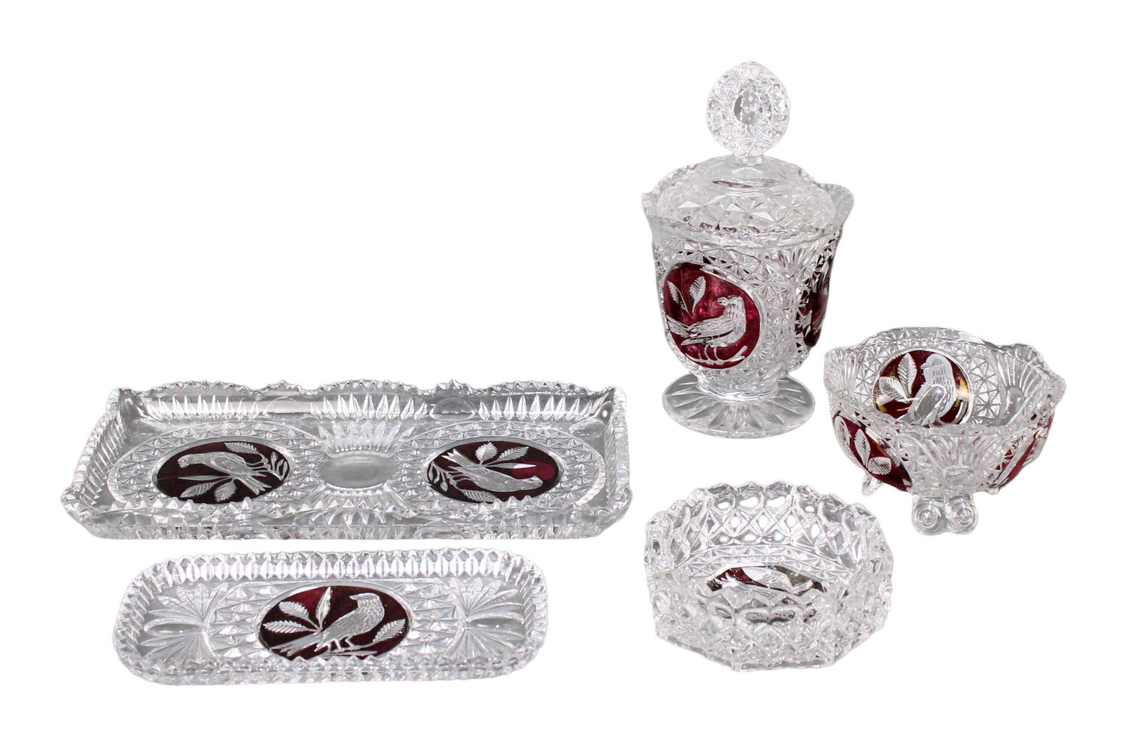 Lot of cranberry cut to clear crystal (1 of 5)