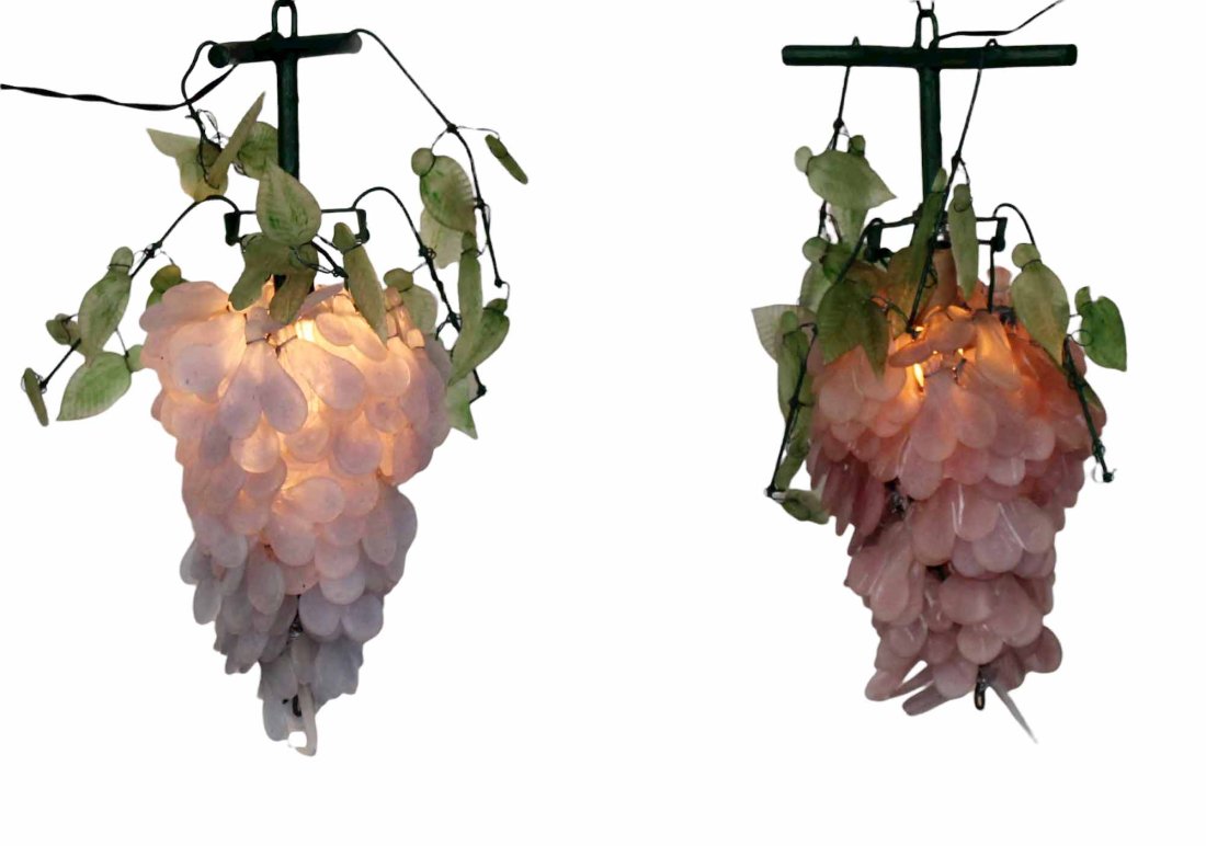 Pair Italian Venetian glass grape cluster pendant lights (1 of 9)