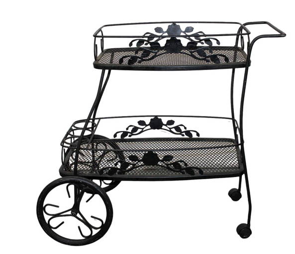 Vintage Wrought Iron Patio Bar Cart