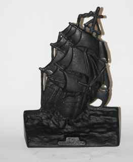 Cast iron doorstop "The Constitution" AM Greeblatt : Studios Copyrighted 1924 Boston, Mass. 13"h x 9"w