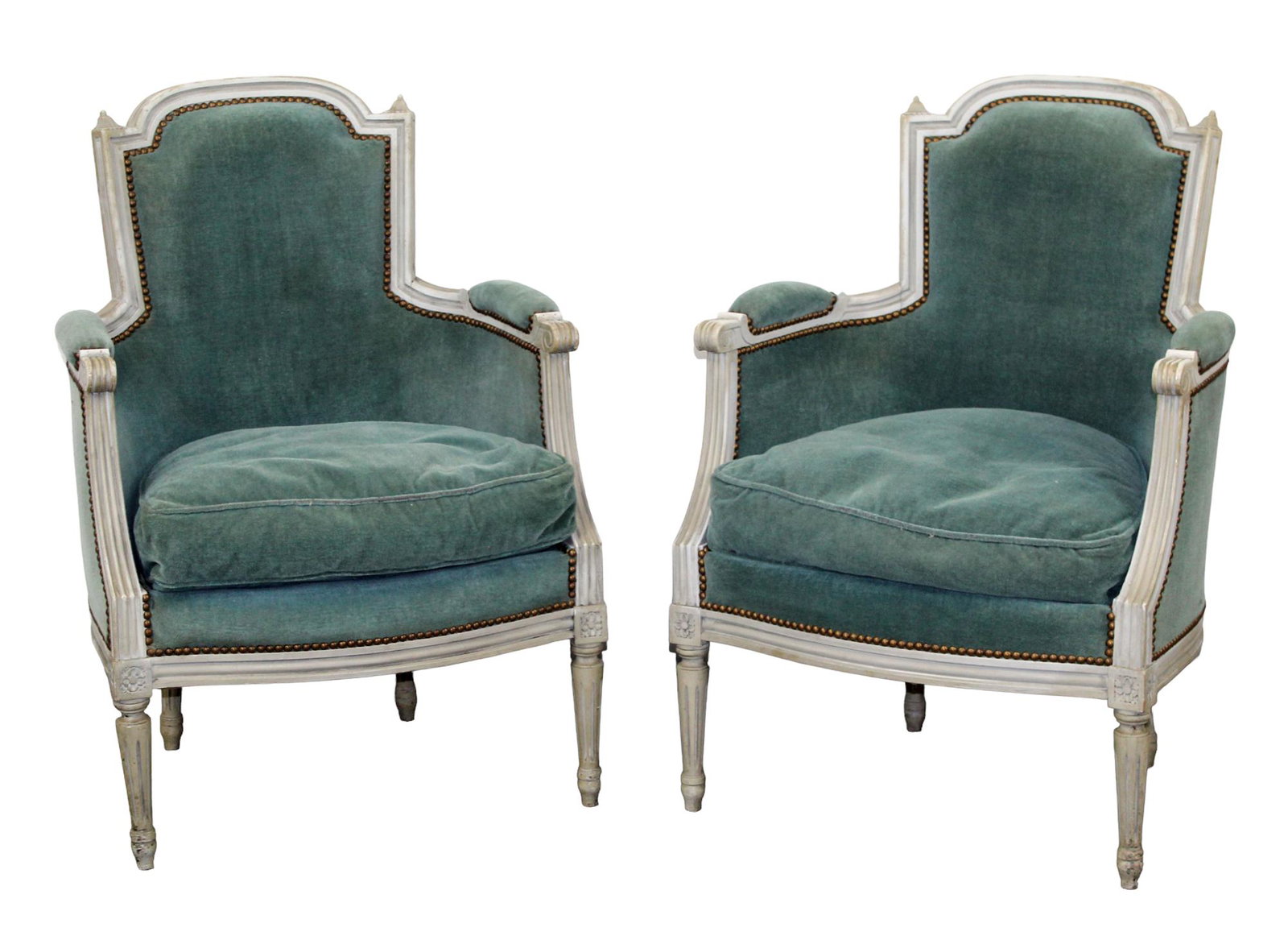 Pair of French Louis XVI painted bergere chairs (1 of 11)