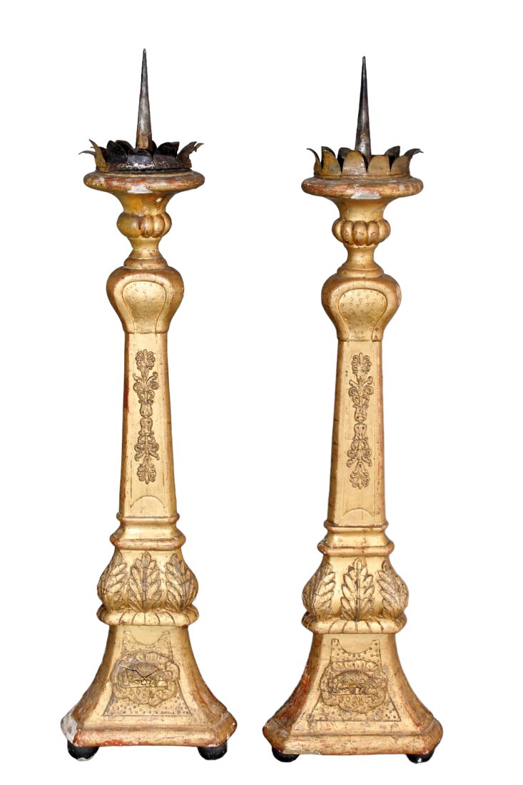 Pair of French Empire gilt wood candlesticks (1 of 11)