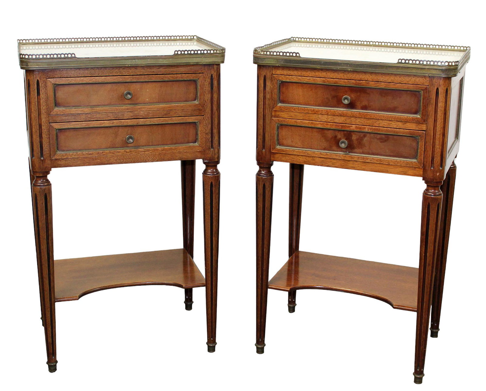 Pair French Louis XVI style bedside tables (1 of 8)