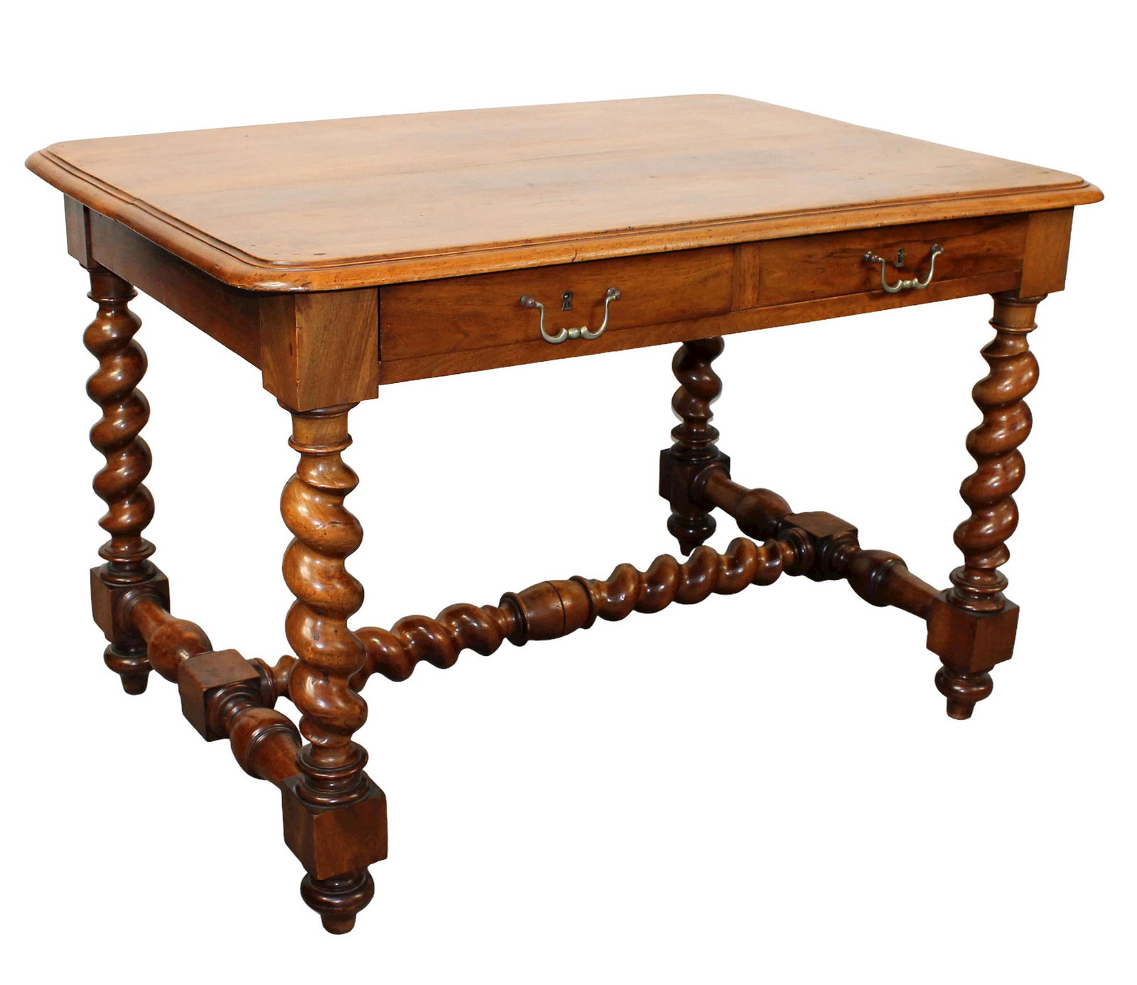 French walnut barley twist bureau plat desk (1 of 7)