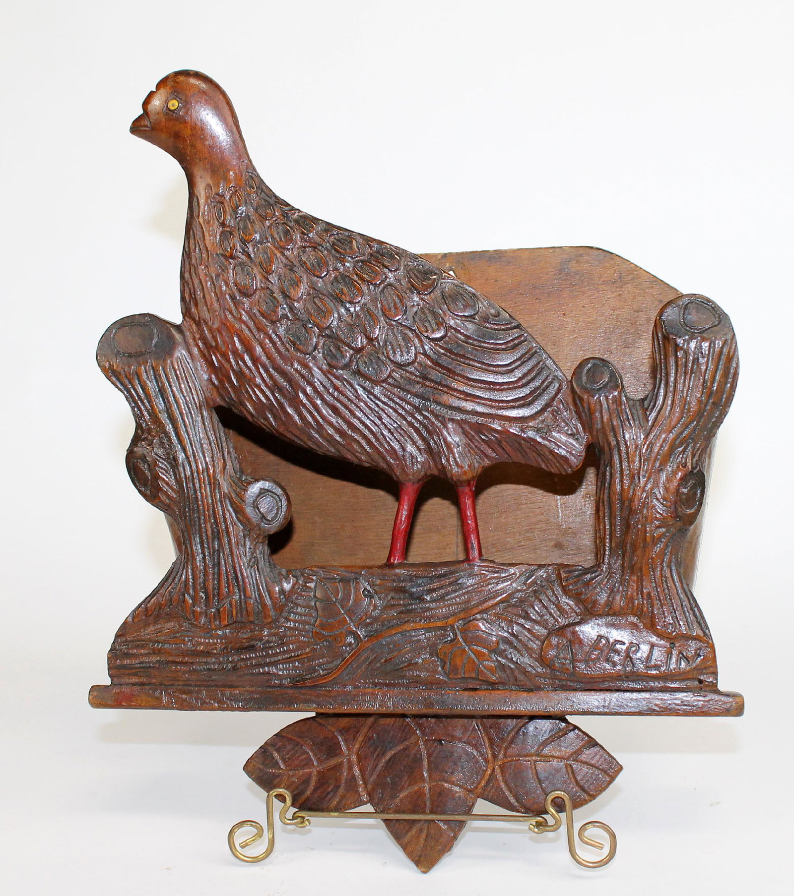 French Black Forest wall pocket with bird (1 of 11)