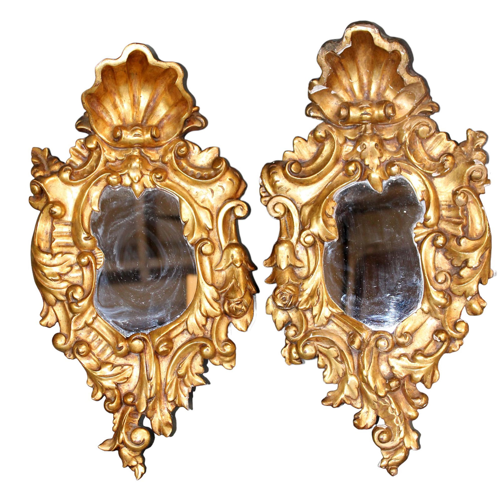 Pair Louis XV style shield form gilt mirrors (1 of 11)
