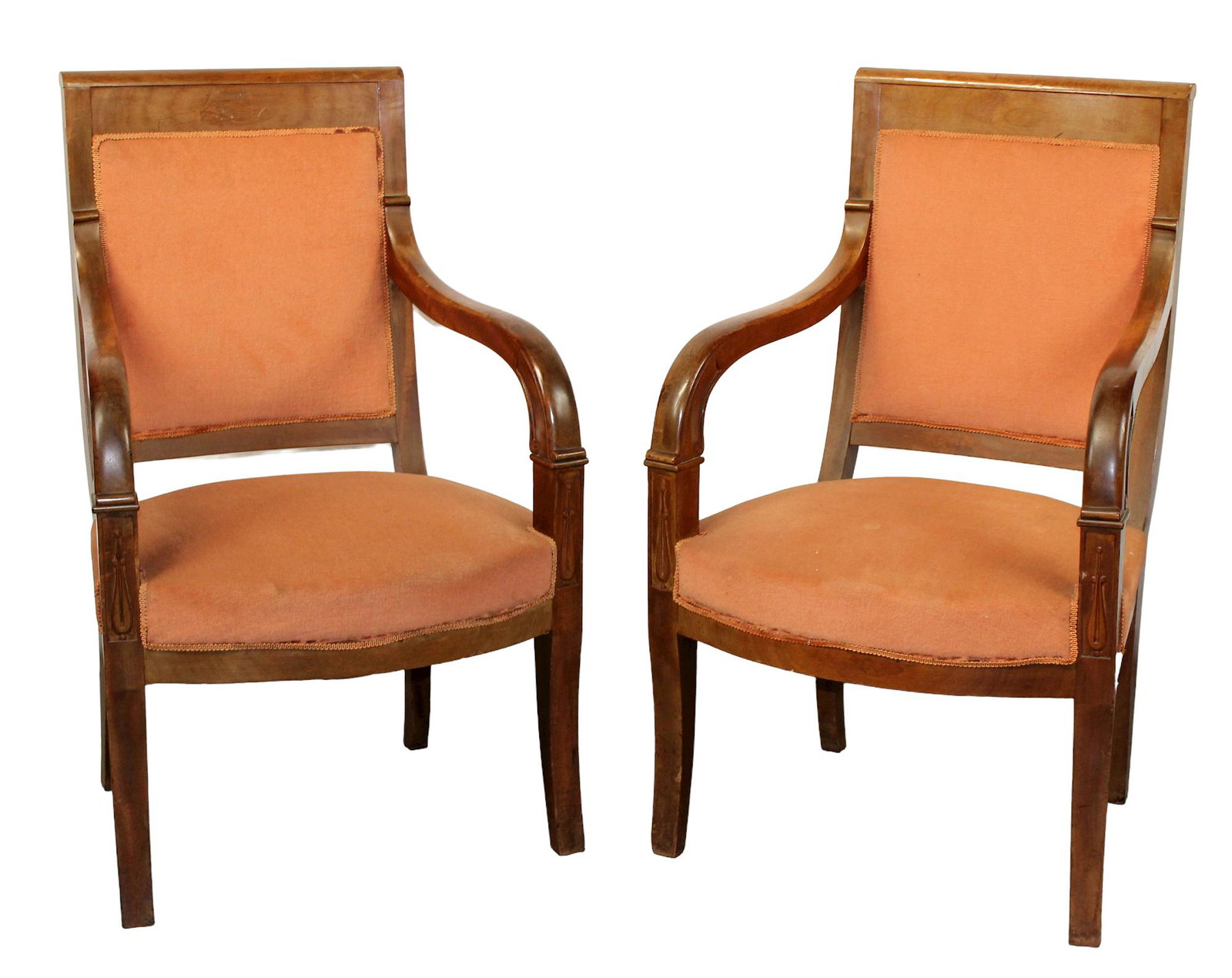 Pair of French Empire armchairs in walnut (1 of 7)