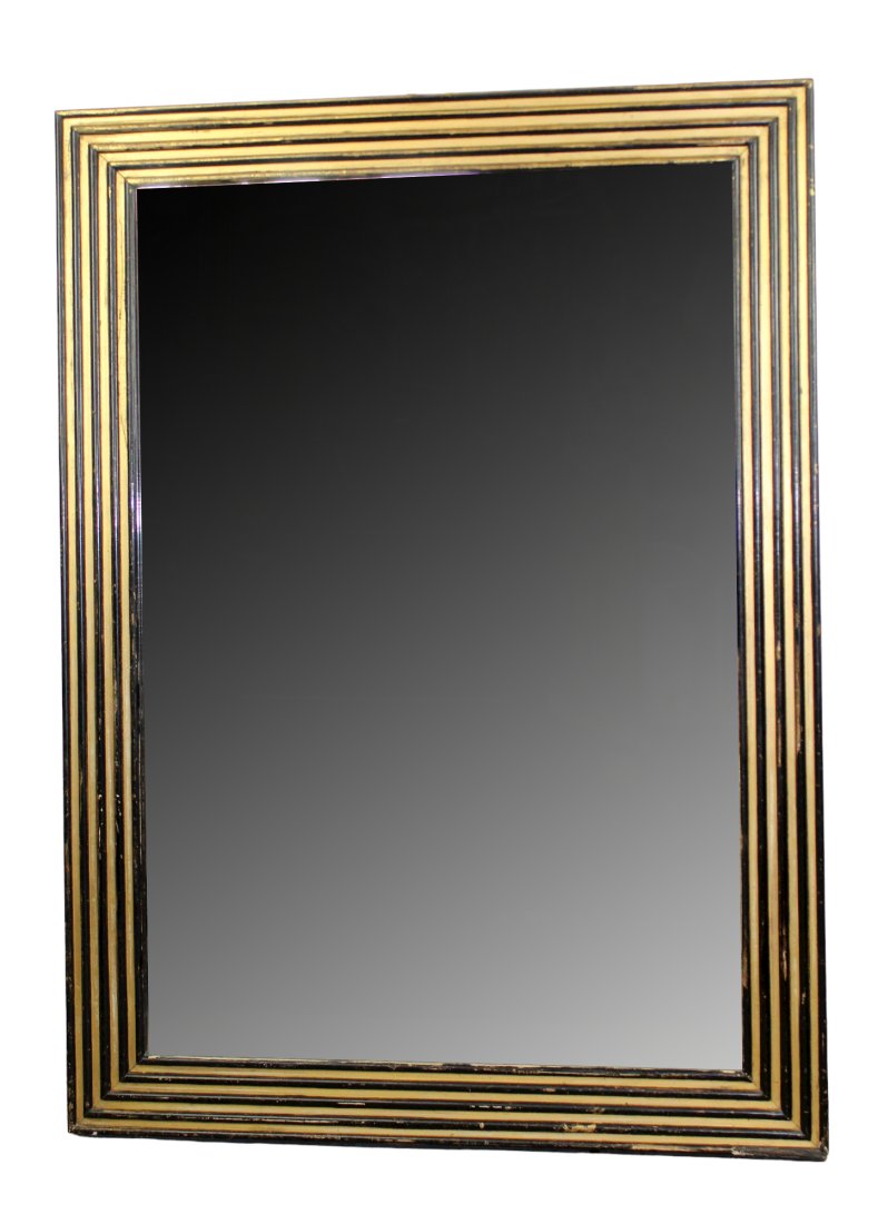 French Mid Century black and gold reeded mirror (1 of 8)