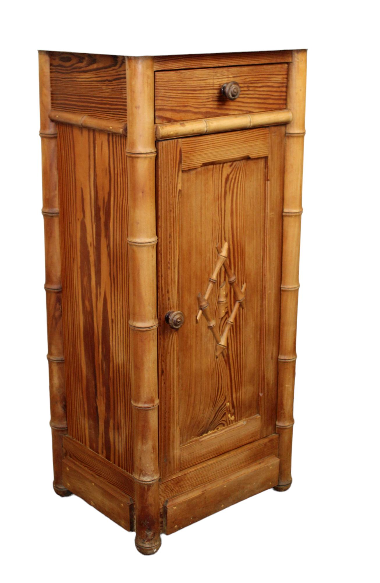 French faux bamboo marble top nightstand (1 of 8)