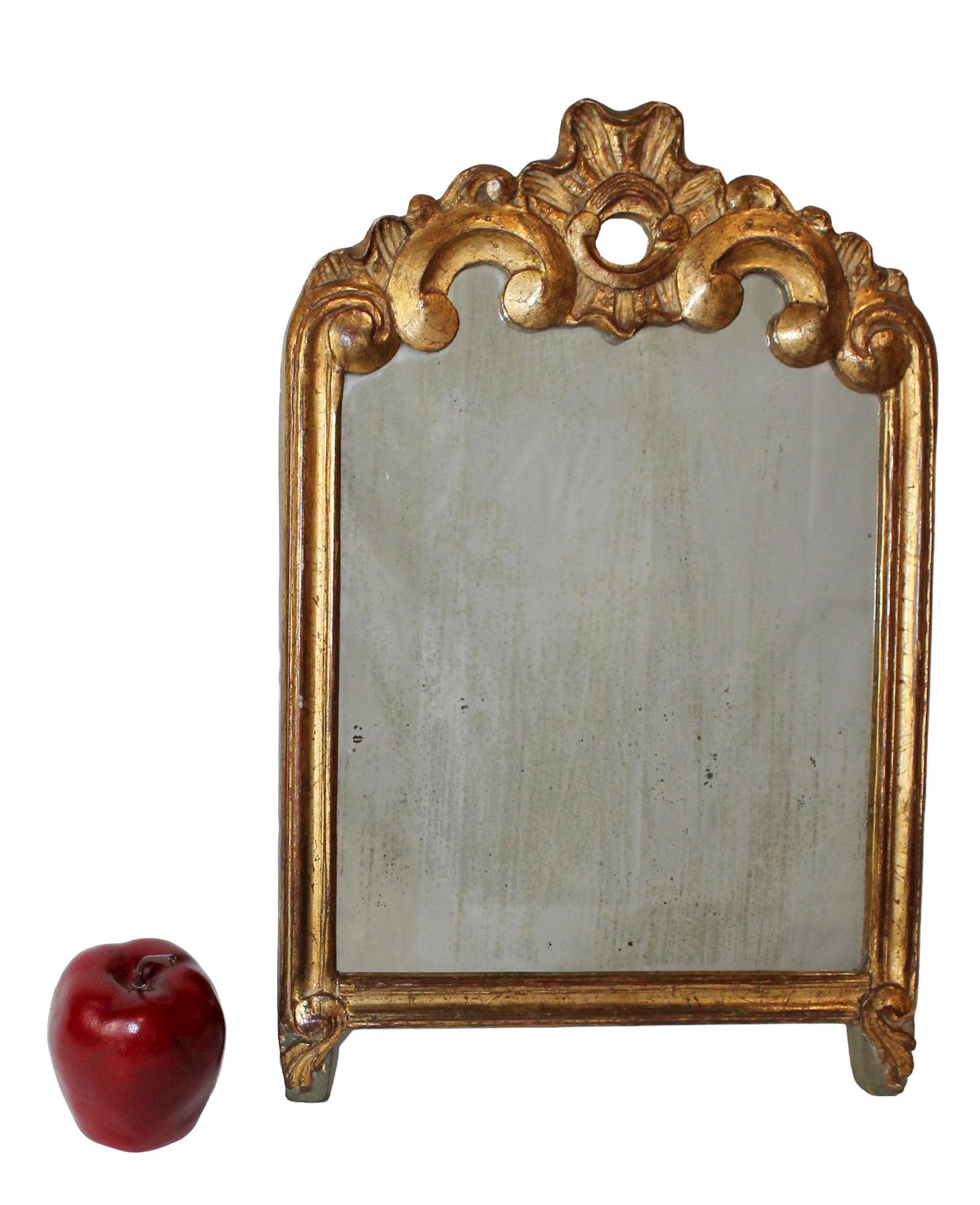 French gold leaf mirror with rocaille shell (1 of 7)