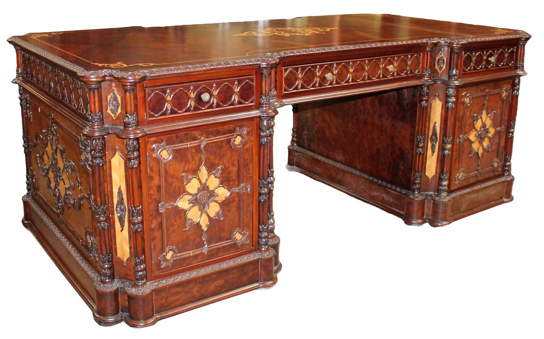 Italian Embassy style executive desk: Italian Embassy style executive desk. 32 34"h x 86"w x 45"d