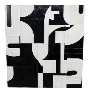 Cecil Touchon (1956) black & white abstract painting on canvas: Cecil Touchon (1956-) black & white abstract PDP267CT03 painting on canvas. Signed and dated en verso Cecil Touchon 2003 PDP267ct03. Further noted Repainted 2007. 37 1/8"h x 34 1/4"w