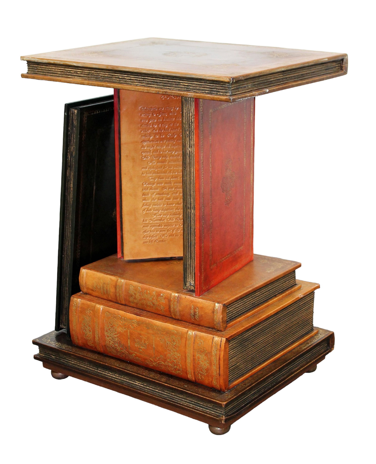 Trompe l'oeil leather faux book side table (1 of 7)