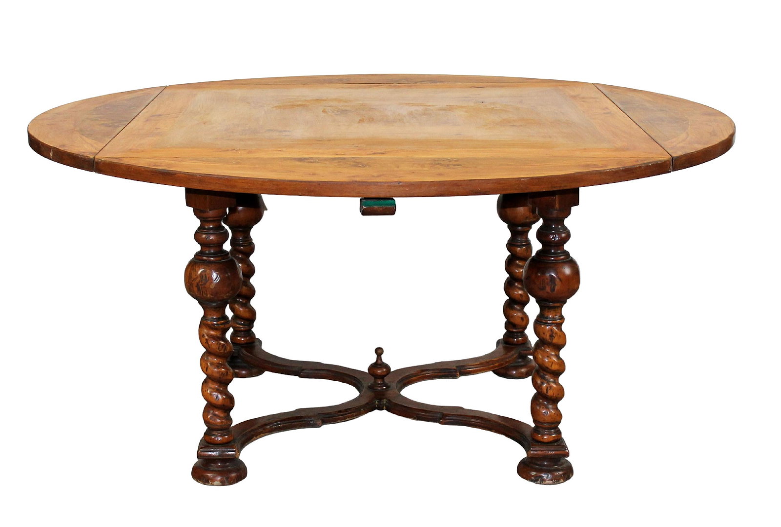 French drop side round to square table on barley twist legs (1 of 8)