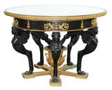 Empire style malachite and bronze center table with sphinx base