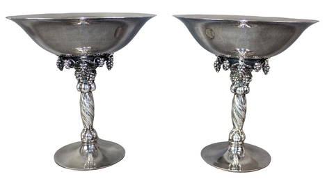 Pair of Georg Jensen Heritage Danish sterling silver tazza compotes