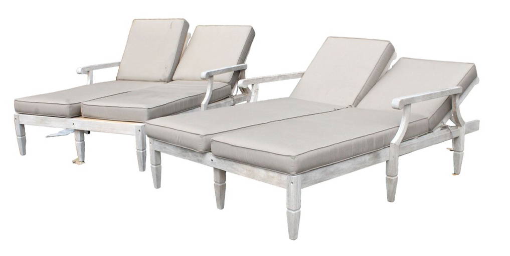 Pair of Ballard Designs teak double chaise lounges (0413) on Jan 07