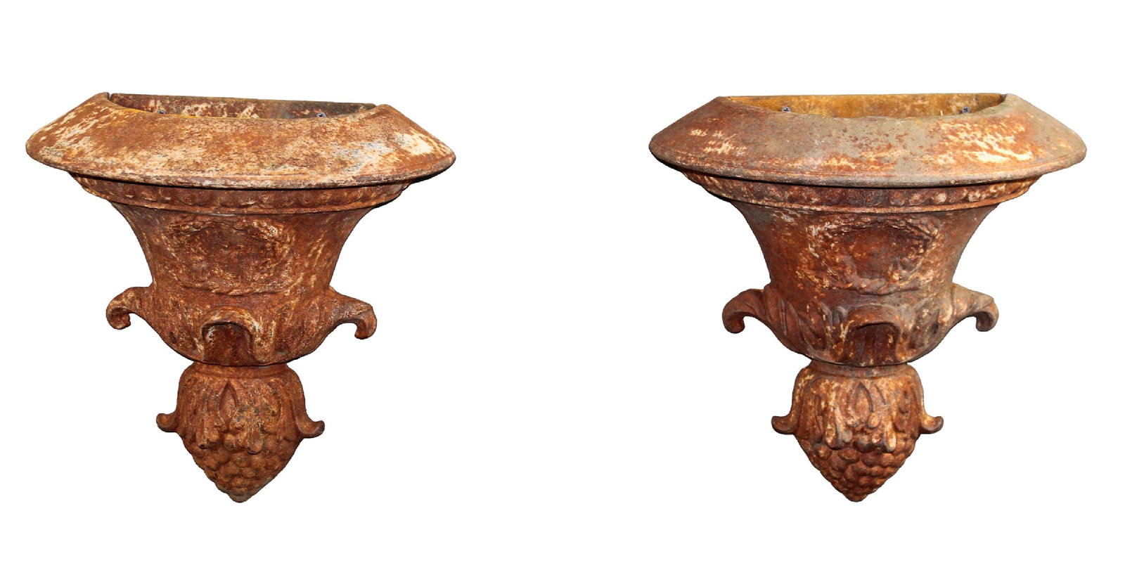 Pair of French neo-classical cast iron wall pocket planters (1 of 8)