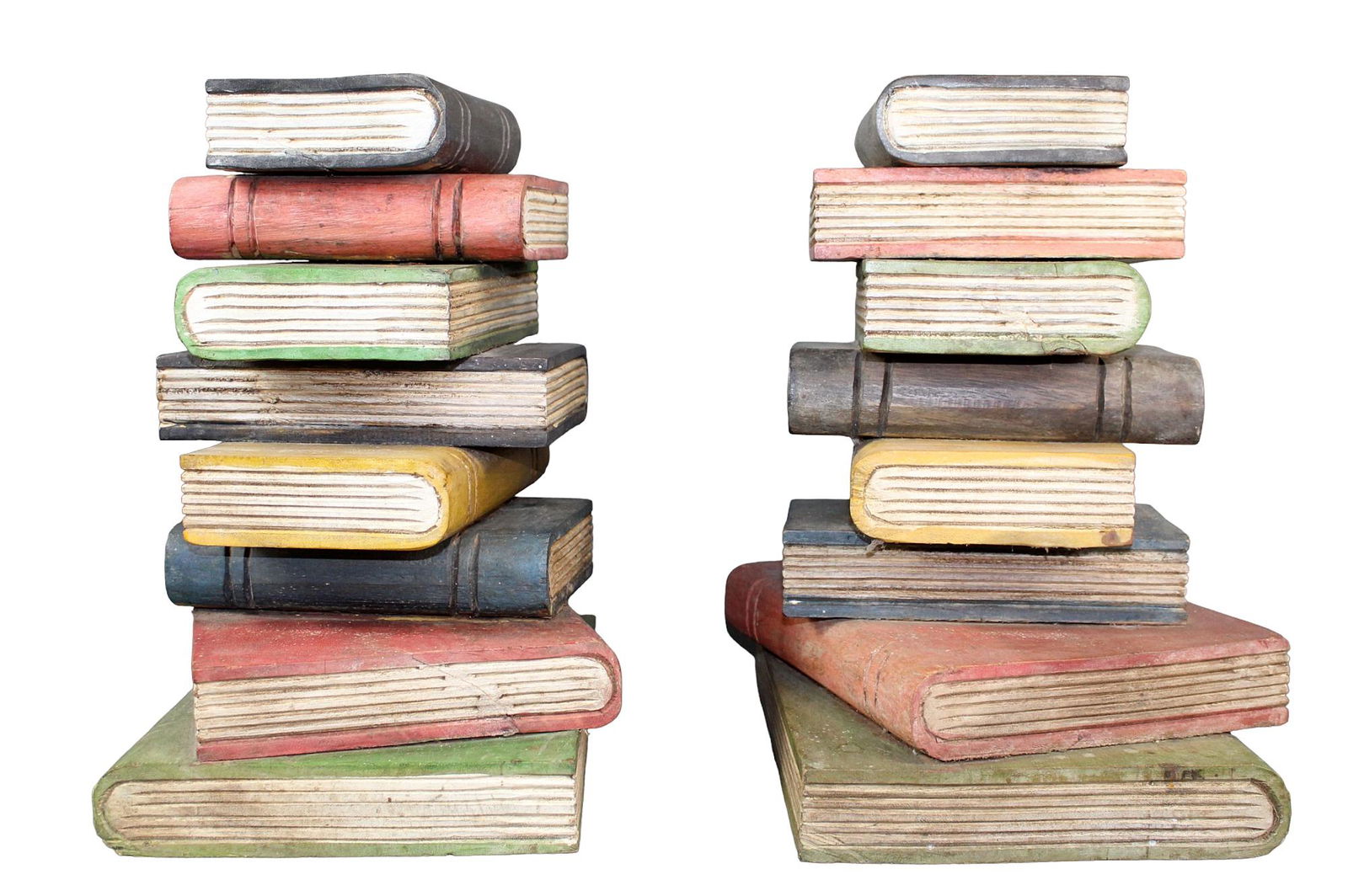 Pair of French polychrome carved wood faux book side tables (1 of 7)