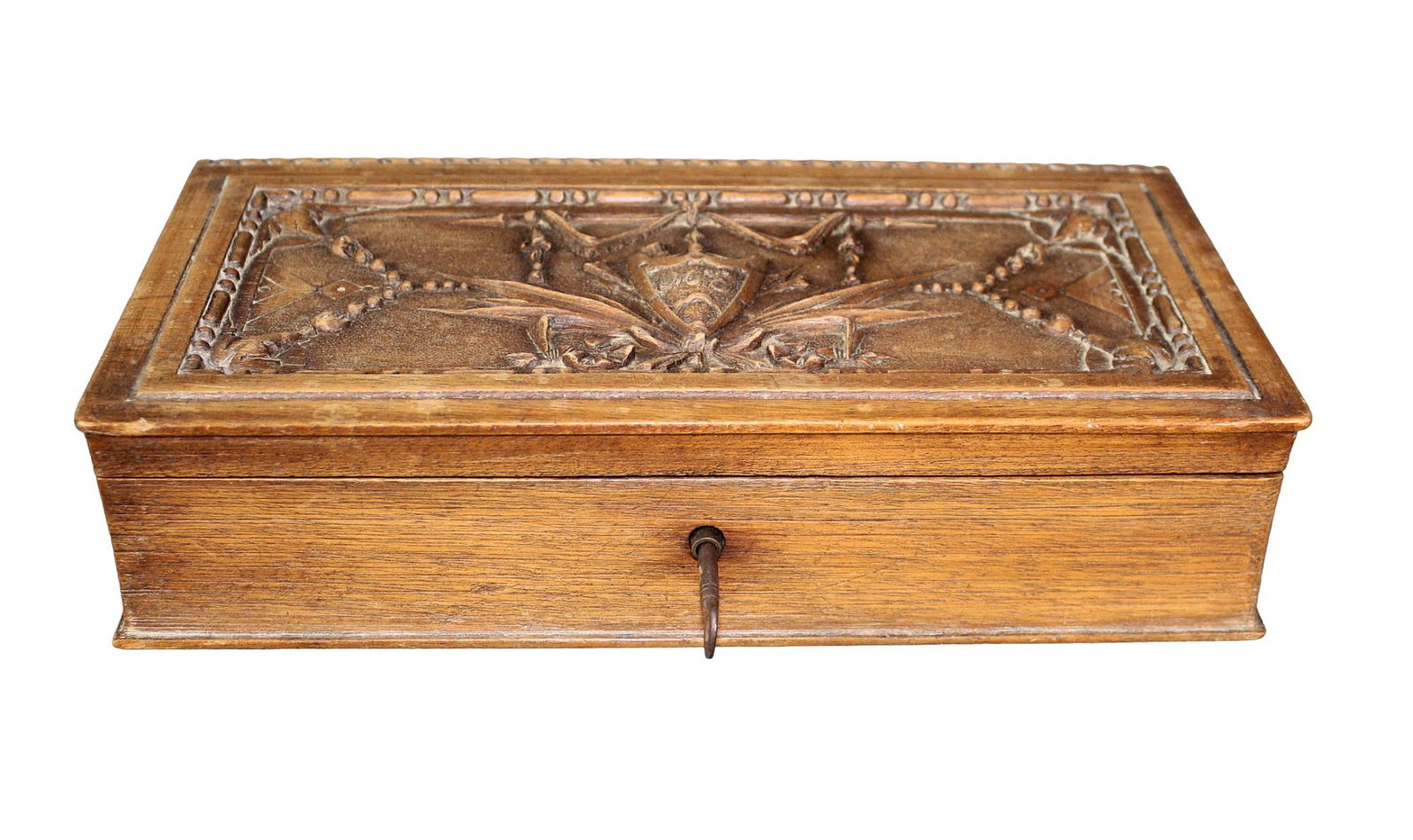French carved walnut book form dresser box (1 of 11)