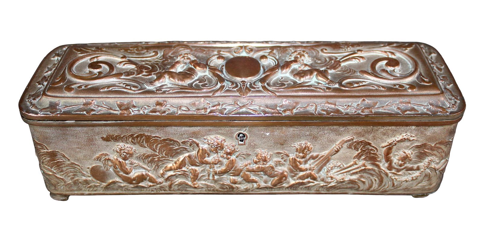 French repousse silver over copper dresser box (1 of 10)