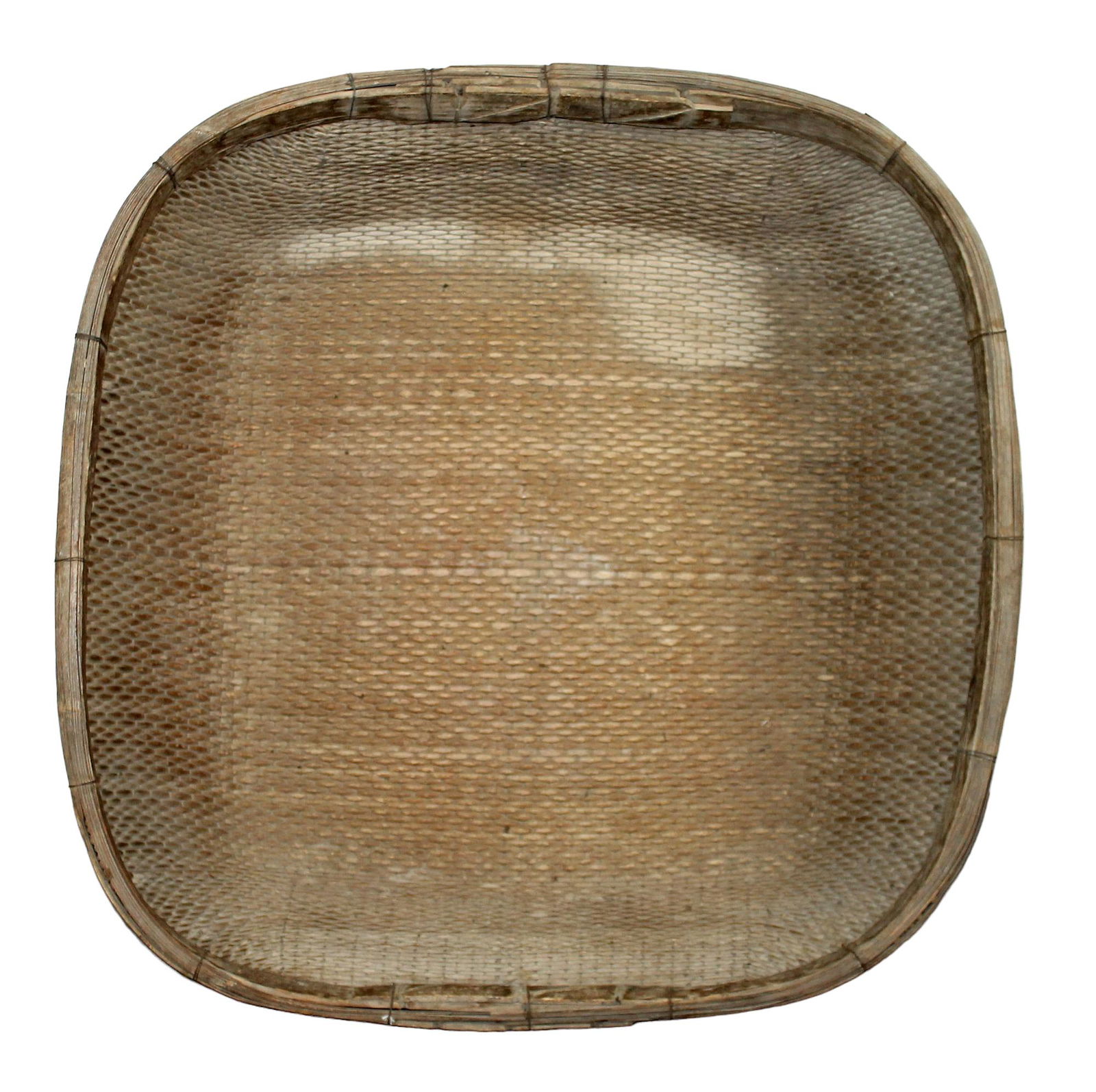 Large vintage woven harvest basket with wood banding (1 of 6)