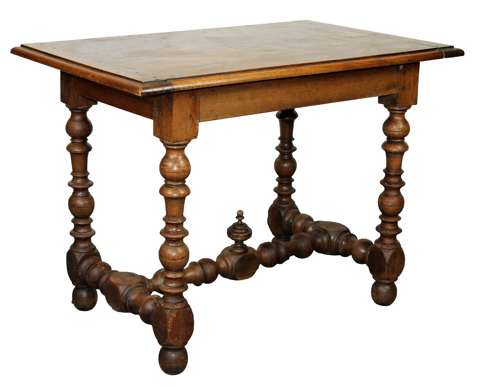 French Louis XIV side table in walnut on turned legs (1 of 9)