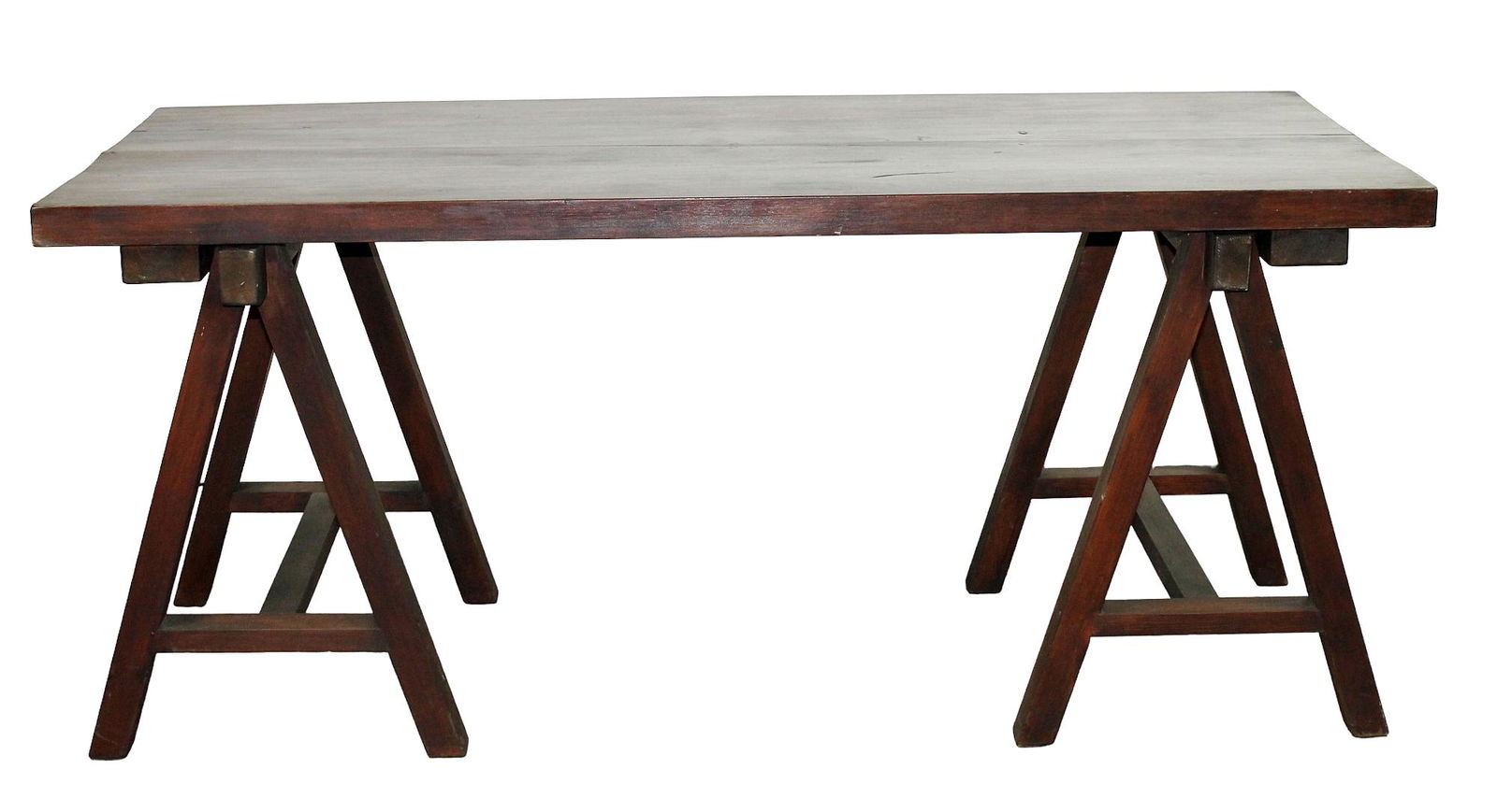 French pine desk on double saw horse base (1 of 7)