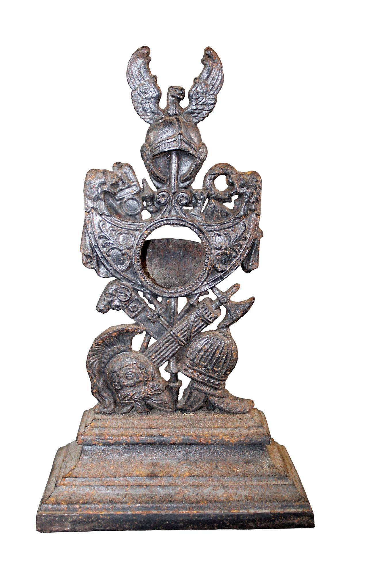 French cast iron pocket watch holder with armory (1 of 7)