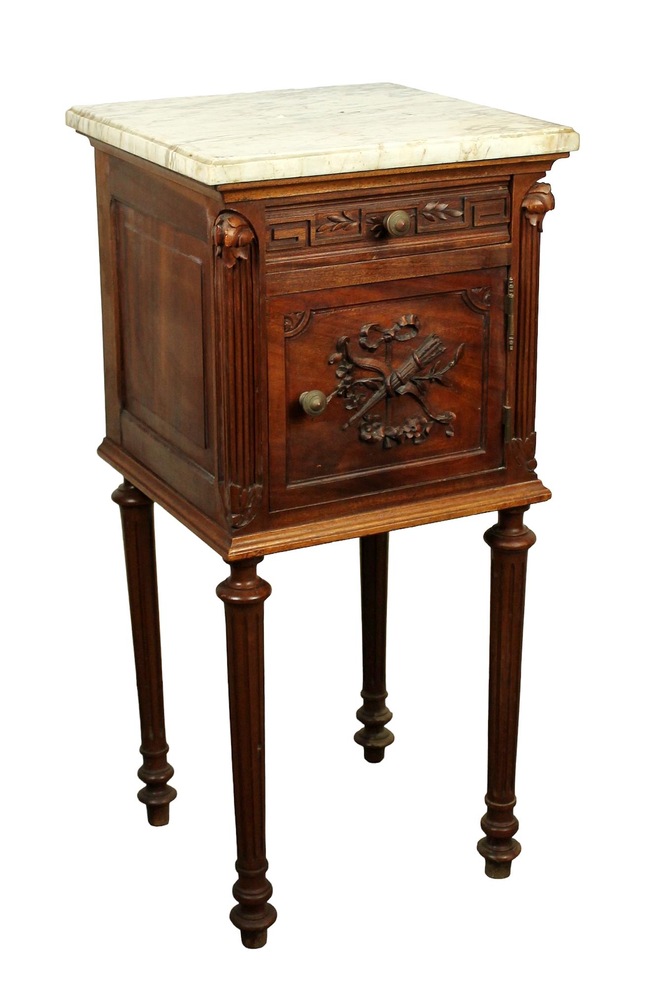 French Louis XVI marble top chevet (1 of 7)