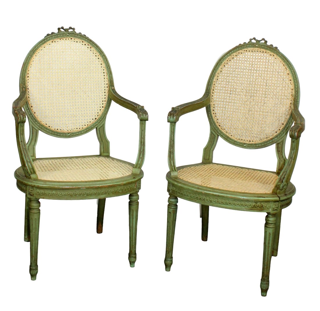Pair of French Louis XVI style armchairs (1 of 9)