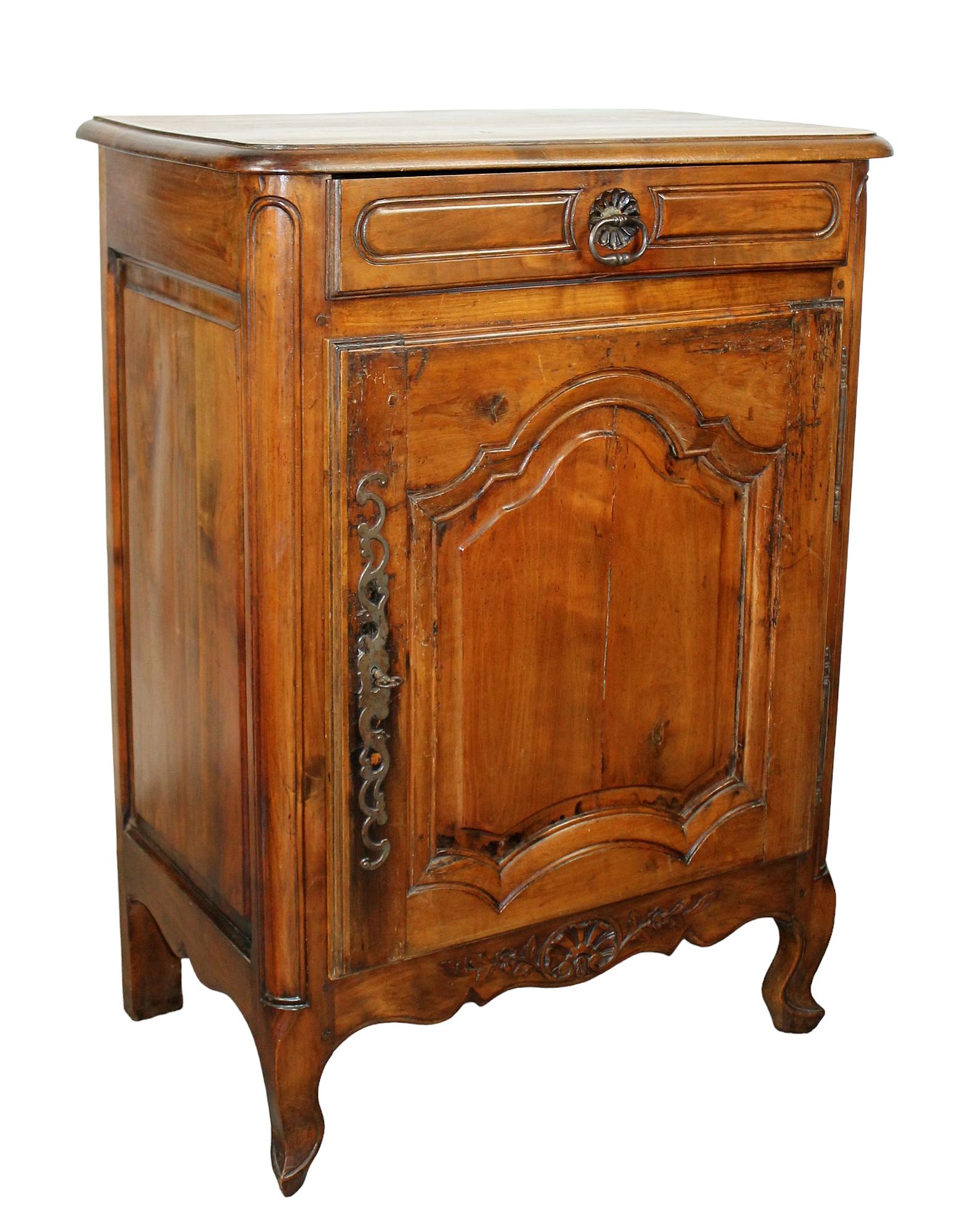 French Provincial carved walnut confiturier cabinet (1 of 8)