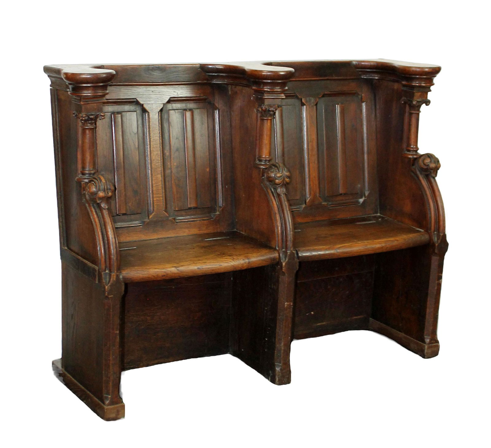 Antique French double seat bishop's bench (1 of 9)