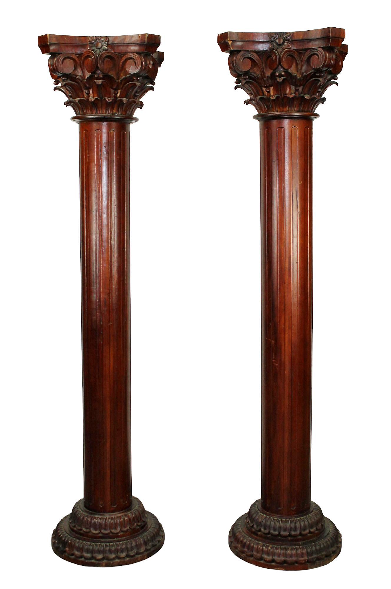 Pair mahogany fluted columns with Corinthian capitals (1 of 11)