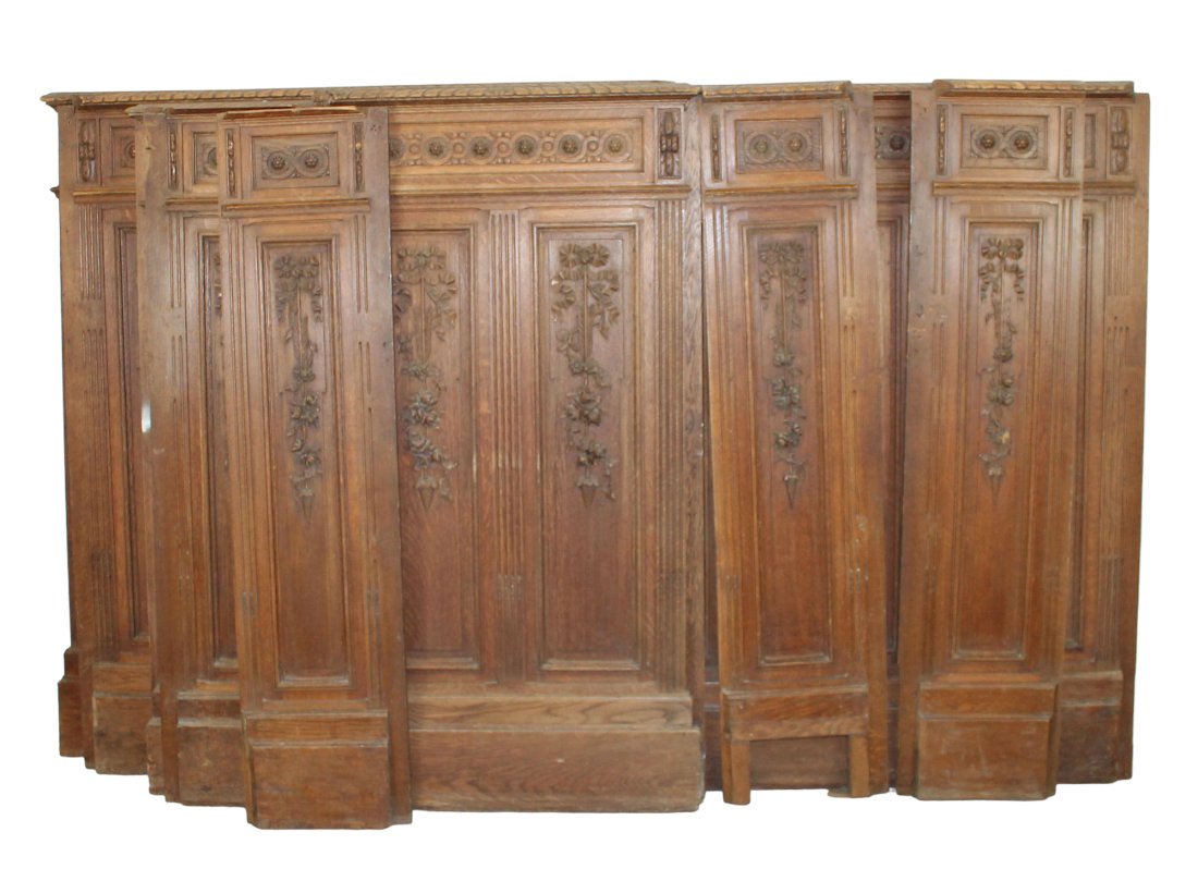 24 linear feet French Renaissance style carved oak paneling (1 of 17)