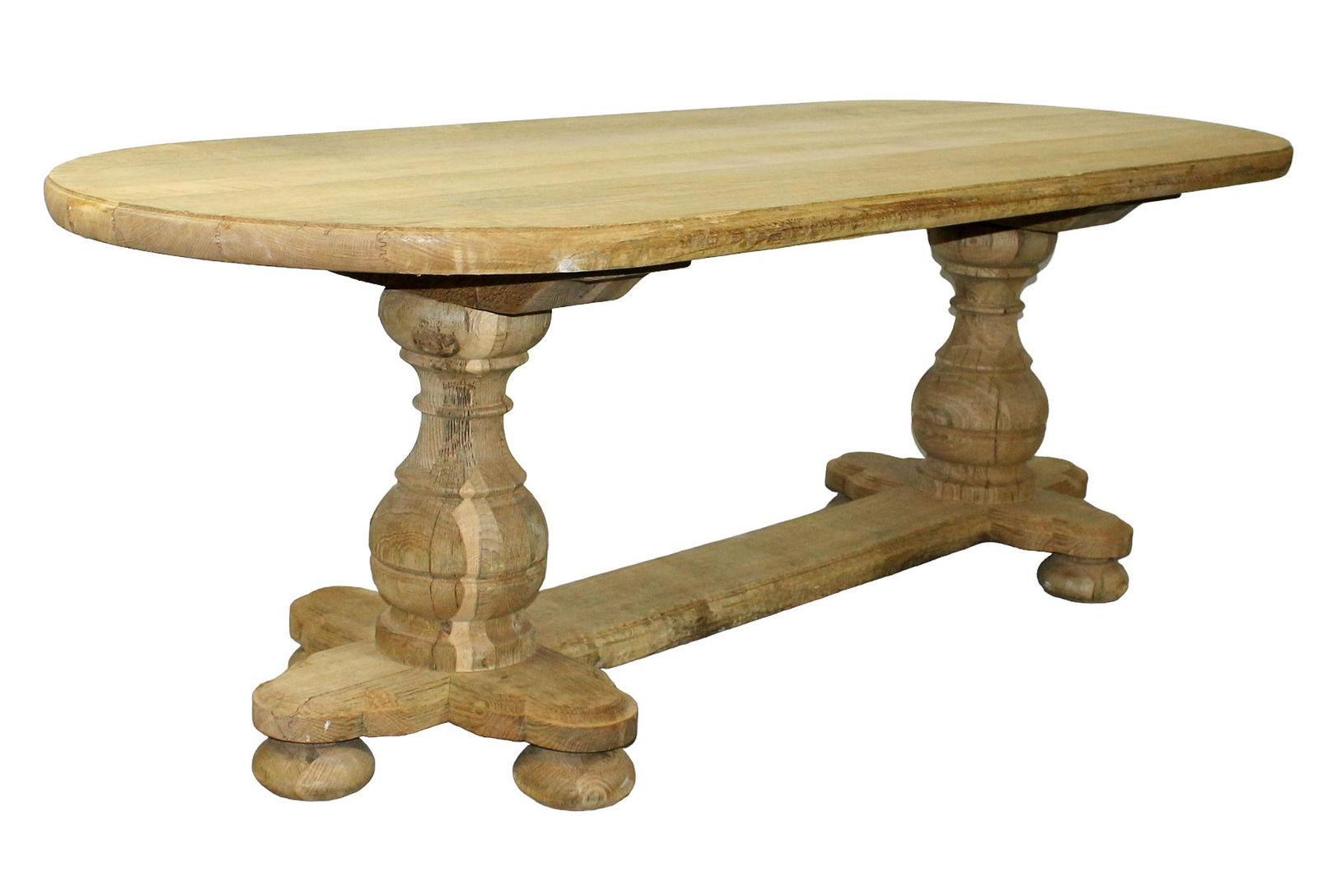 French bleached oak oval trestle table (1 of 9)