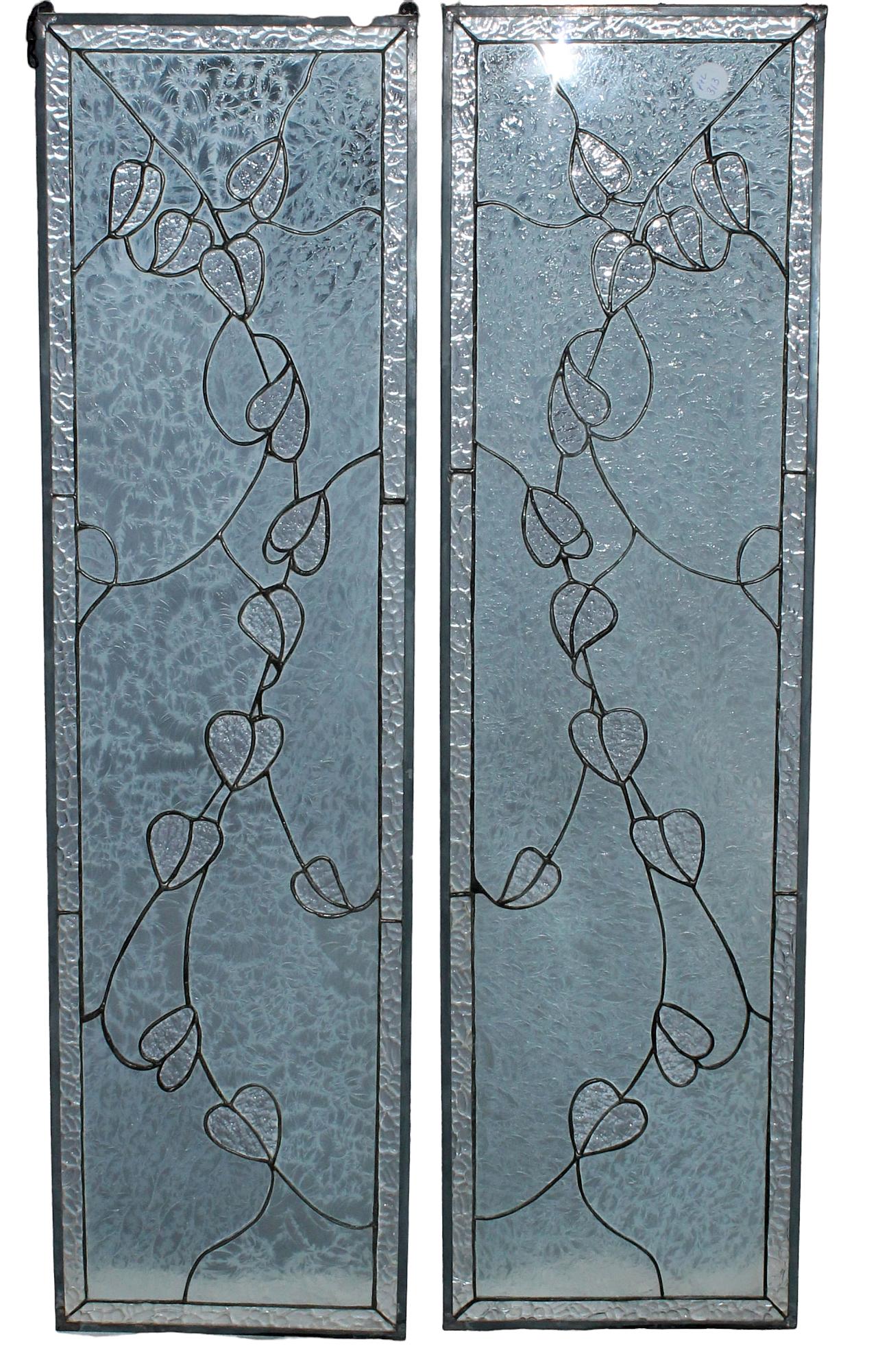 Pair stained and leaded glass panels (1 of 6)