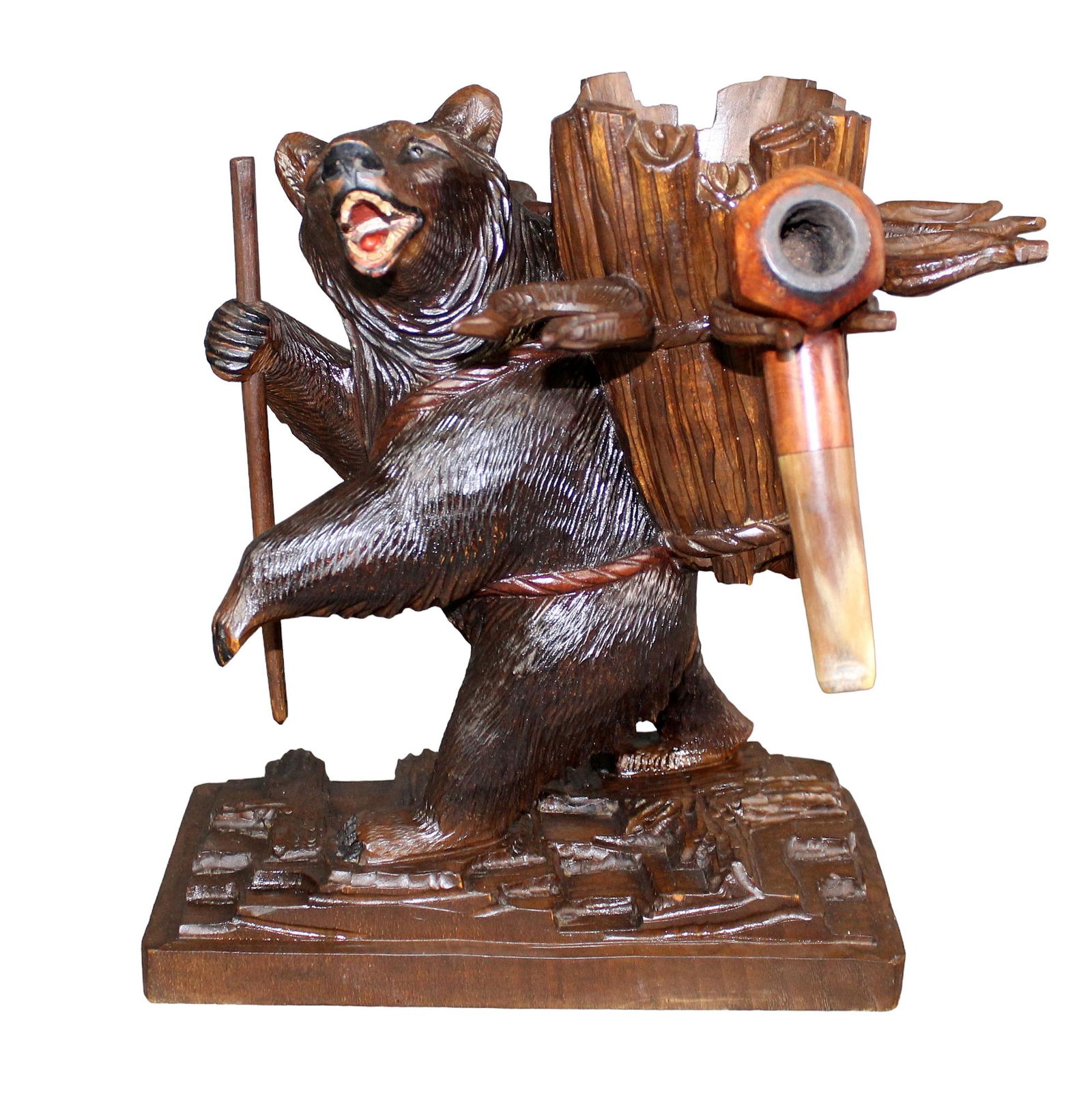 Black Forest carved bear pipe holder (1 of 9)