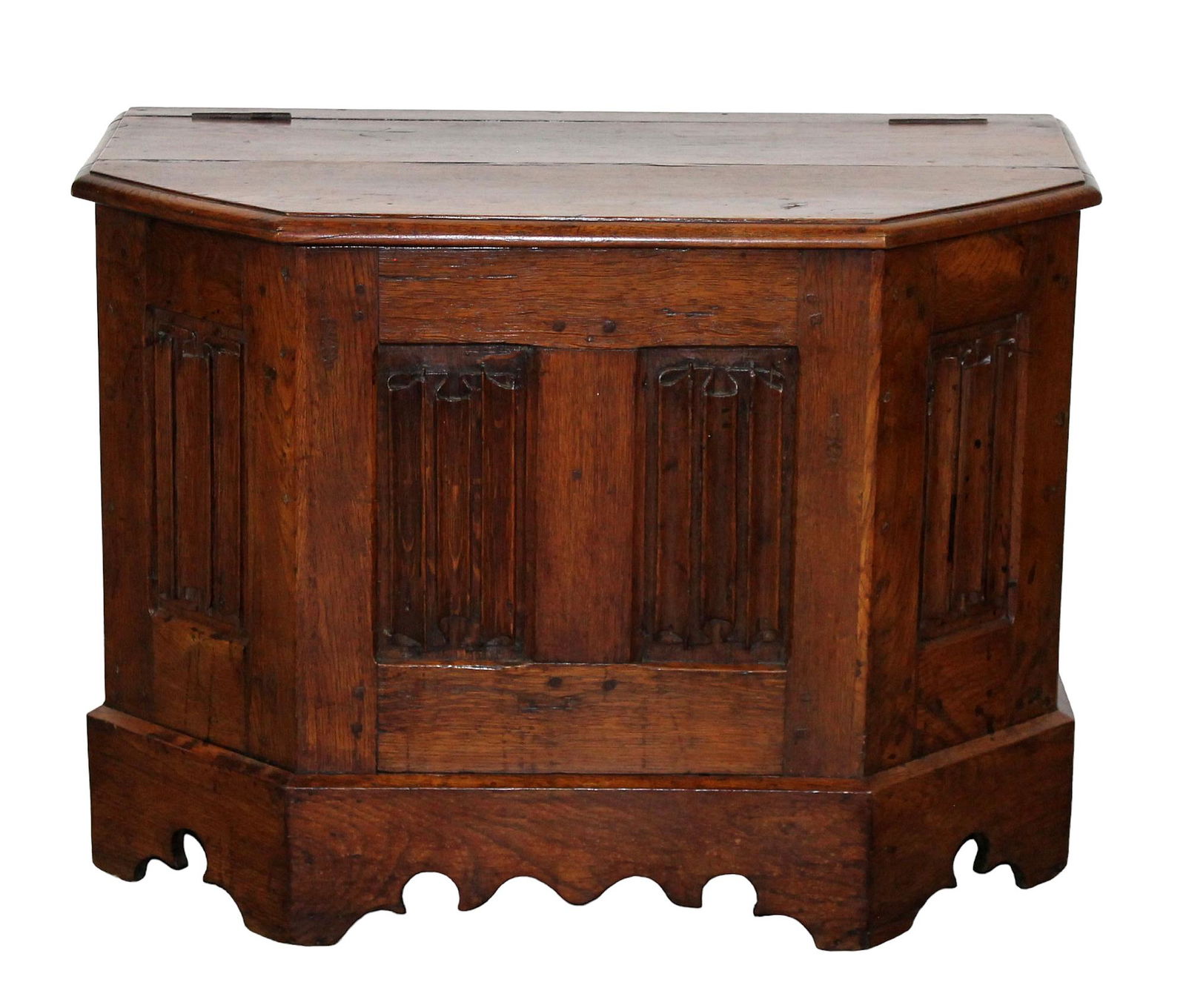 French Gothic revival trunk in oak (1 of 6)