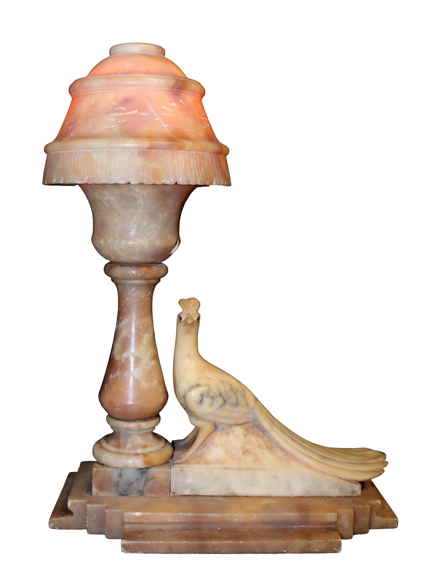 Art Deco carved alabaster lamp (1 of 12)
