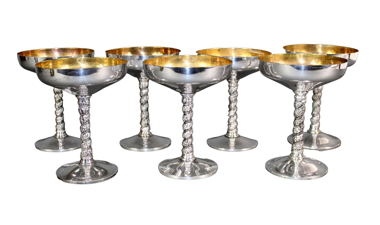 Lot of 7 silverplated champagne coupes (1 of 9)